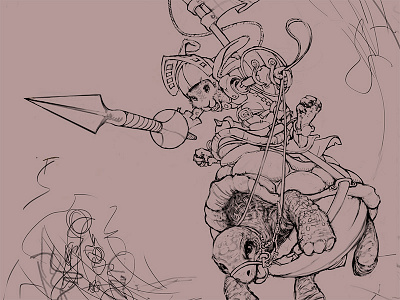 The Tortoise and the Hare armor fun hare illustration personal spear tale tortoise wip