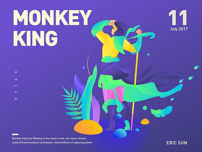 Monkey King colors graphic illustration ui vector web