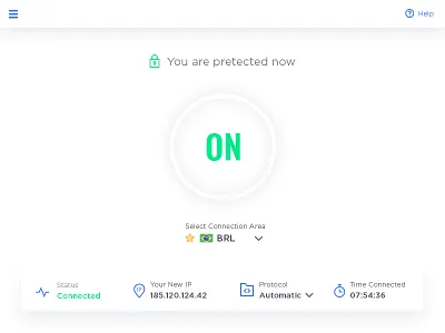 VPN Screen brazil button favorite minimalist on protection security vpn white