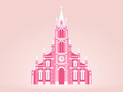 The Pink Church building illustration ui