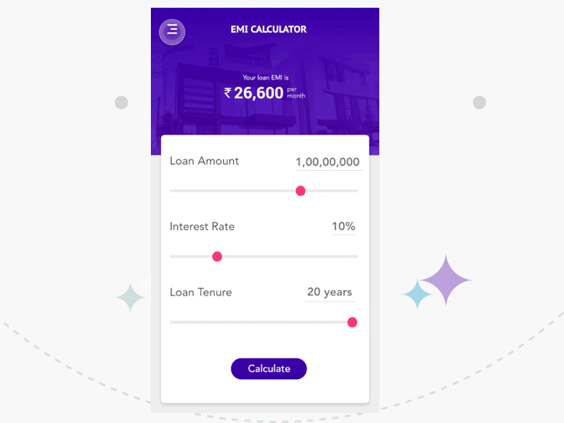 Hello Dribbble! animation calculator debut emi finance firstshot ui ux