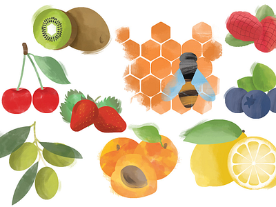 Chiave di Sol Jam Label Illustrations 1 of your 5 a day fruit honey jam marmalade sugar