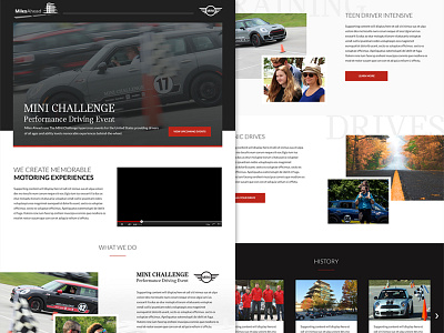 Miles Ahead MINI Cooper Challenge Concept Design ahead miles mini mini cooper motorsports racing uiux website wireframe wireframes