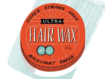 Hair Wax brilliant hand lettering hold illustration lettering medallion orange packaging sheen strong