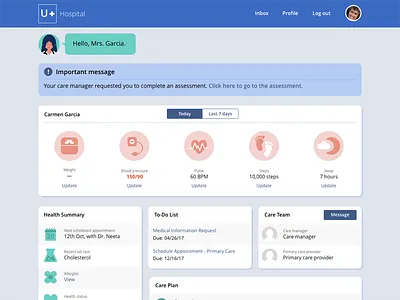 Patient Home cute health illustration interface medicine portal simple vector web