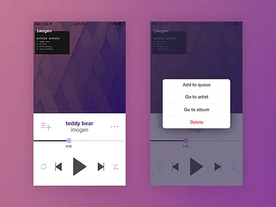 Music Player (Daily UI Challenge #9) audio daily ui daily ui challenge flat design mobile music music player ui user interface