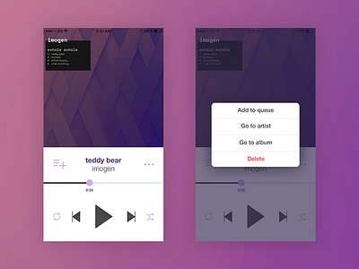 Music Player (Daily UI Challenge #9) audio daily ui daily ui challenge flat design mobile music music player ui user interface