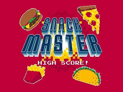 Snack Master 8 bit design illustration t shirt graphic typography