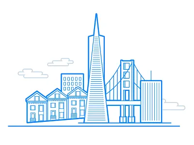 San Francisco building city flat golden gate bridge illustration line drawing san francisco sf simple skyline vector