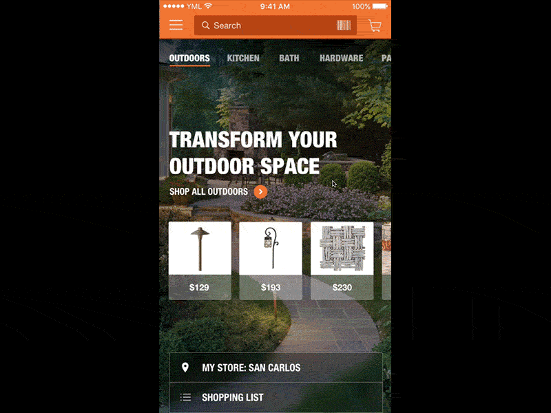 Home Depot Parallax Concept home depot navigation parallax