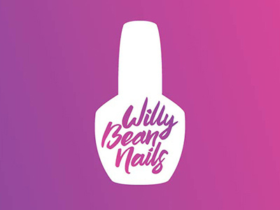 Willy Bean Nails colourful logo custom logo hand lettering logo logo design nail salon nail salon logo