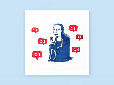 Followers art blue chair color illustration poster print social media