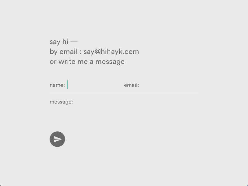 say hi animation contact form ui