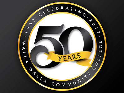 50th Anniversary Logo 50 black celebration college gold logo school walla walla years