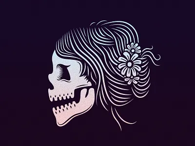 Skull Girl flowers hair illustration skull vector