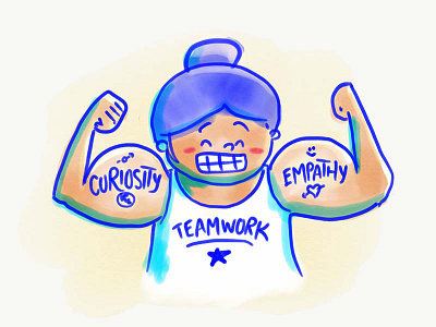 Strong Designer 💪🏽 character designer empathy hand drawn illustration paint watercolor woman