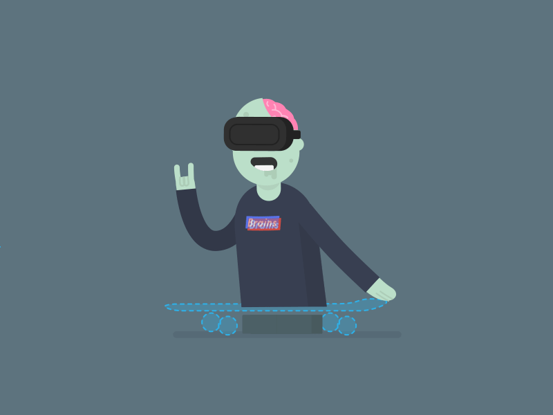 Zombie skateboarder 3D 3d ae animation brains gif illustration loop skate skateboard vector vr zombie