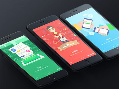 Dark - Onboarding animation app education interaction ios iphone mobile onboarding screen tutorial ui ux