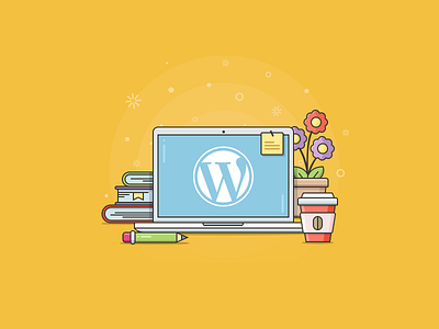 WP Blog blog book coffee flower icon illustration laptop outline pencil press simple word