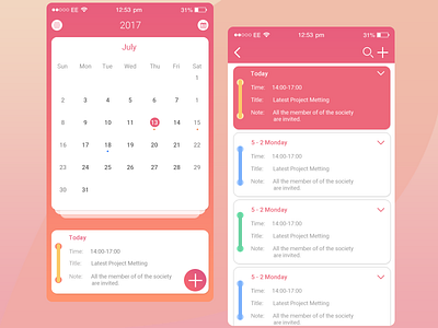 Calendar App Design app beautifull calendar calender design illustration ui unique ux