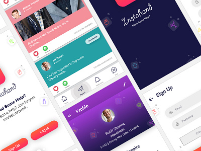 Instahand Helping App app application chat design helping online ui ux