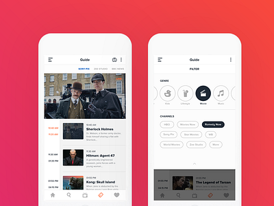 TV Guide app filter guide interface ios live minimal mobile movie screen tv ui