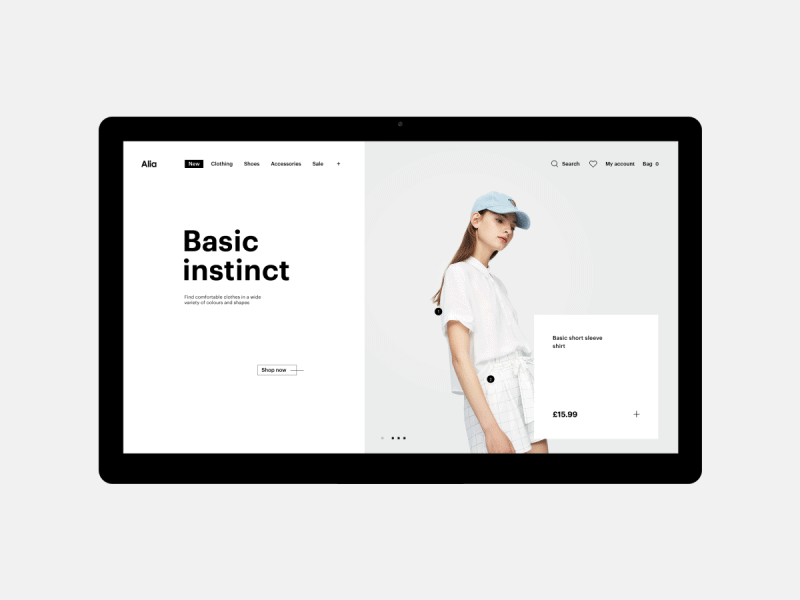 Alia #2 clean desktop e commerce minimal page scroll store