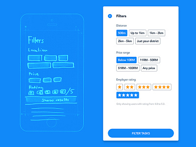 🐵 - Filters - UX → UI app behind the scenes clean design exploration fin tech ios process progress rating ui ux