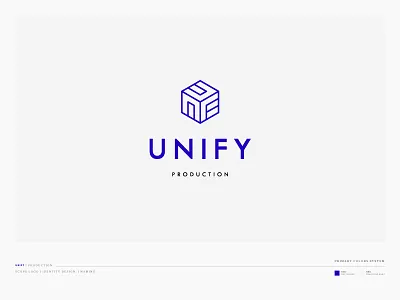 Unify Production logo blue brand branding creative icon logo symbol unify yaligya
