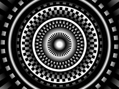 Day89- 'Sentry' 100days black and white blend tool lines opart shadows shapes vector