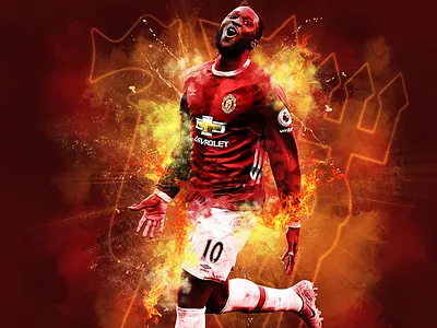 Lukaku - Manchester United transfer digital art fire graphic design manchester united