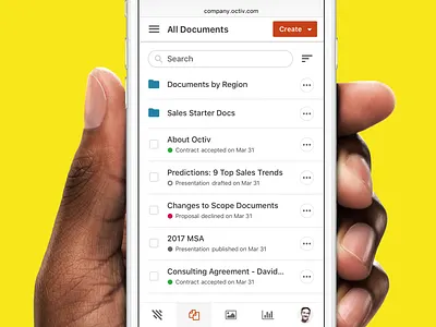 Octiv - Document Lists clean lists mobile ui ux