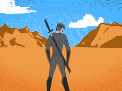 Sword Man Turnaround 2d animation cel character fundamentals gif
