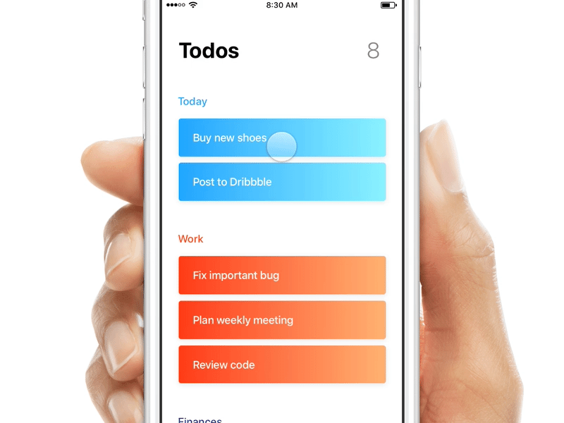 Gradient To-dos color design example framer gradient ios prototype todo