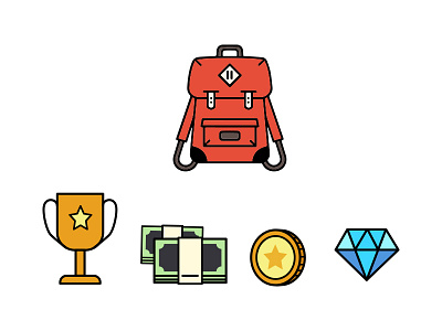 Icon - Backpack And Fortune backpack diamond flat geometry graphic design icon money