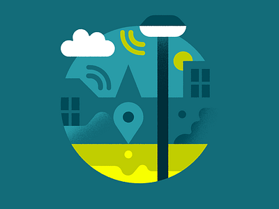 Sustainder - Smart City city editorial future illustration internet lamp location post smart spot street wifi