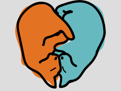 Purrrfect love cats heart illustration logo