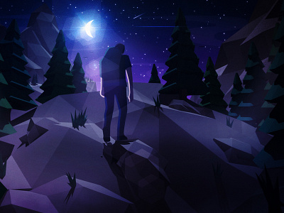 Night Hike 2d 3d environment illustration motion graphics night styleframe