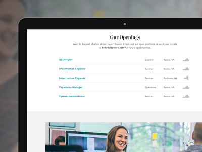 Jobs List Concept careers careers page desktop icons jobs list openings siteworx states