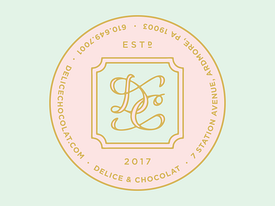 Delice & Chocolat Box Stickers ardmore branding chocolate french bakery label design logo design marketing stickers tasty