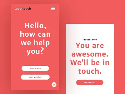 Mobile website - contact burger button clean contact help mobile modern request send web