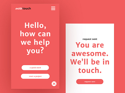 Mobile website - contact burger button clean contact help mobile modern request send web