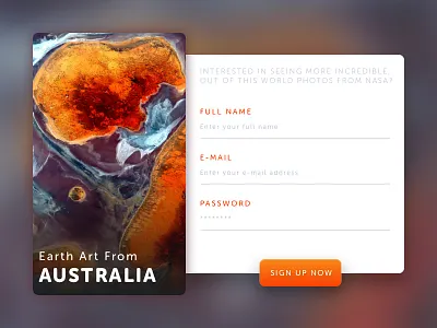 Daily UI #001 - Sign Up Form / Modal australia card daily ui dailyui earth form modal orange photography sign up sketch ui