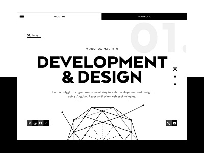 Hello Dribbble! - Portfolio Redesign black and white desktop dribbble geometric geometry hello humanist personal portfolio responsive sacred geometry