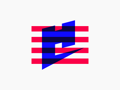 H brand flag logomark stamp stripes