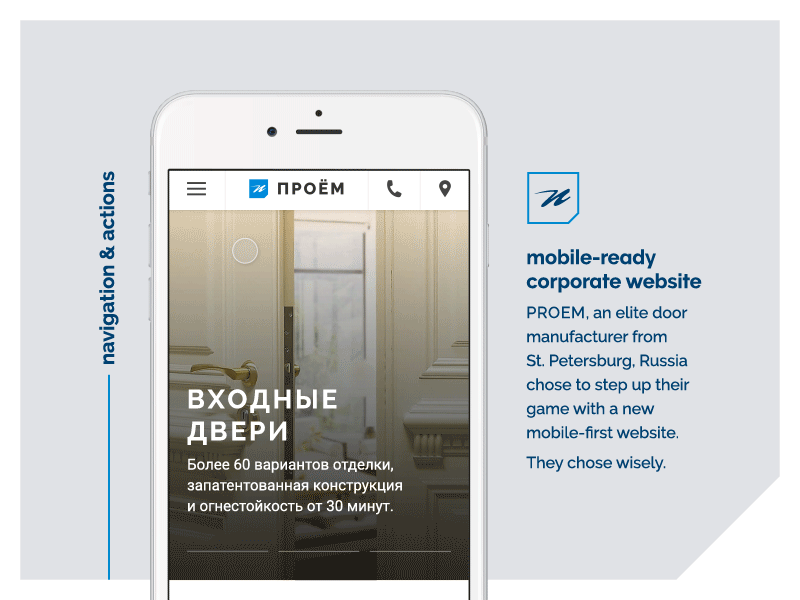 Responsive website for PROEM — Navigation & actions after effects corporate digital mobile responsive ui ux web web design website