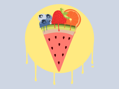 Dripping blueberries cone fruit hot icecream icecreamcone melting orange strawberry summer watermelon