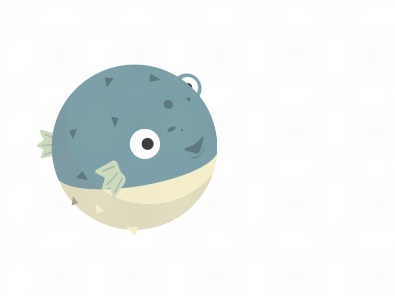 Derpy Puffer 2.5d fish flat loop motion graphics ocean puffer