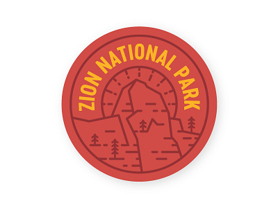 Zion Badge badge great white throne line art national park pine red rock zion