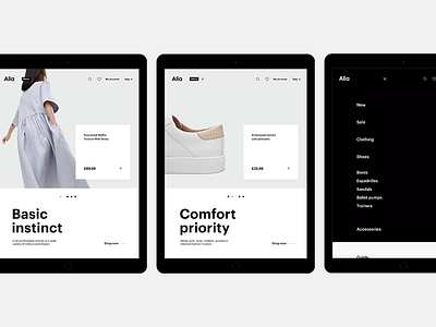 Alia #3 ae clean e commerce interaction minimal store tablet web